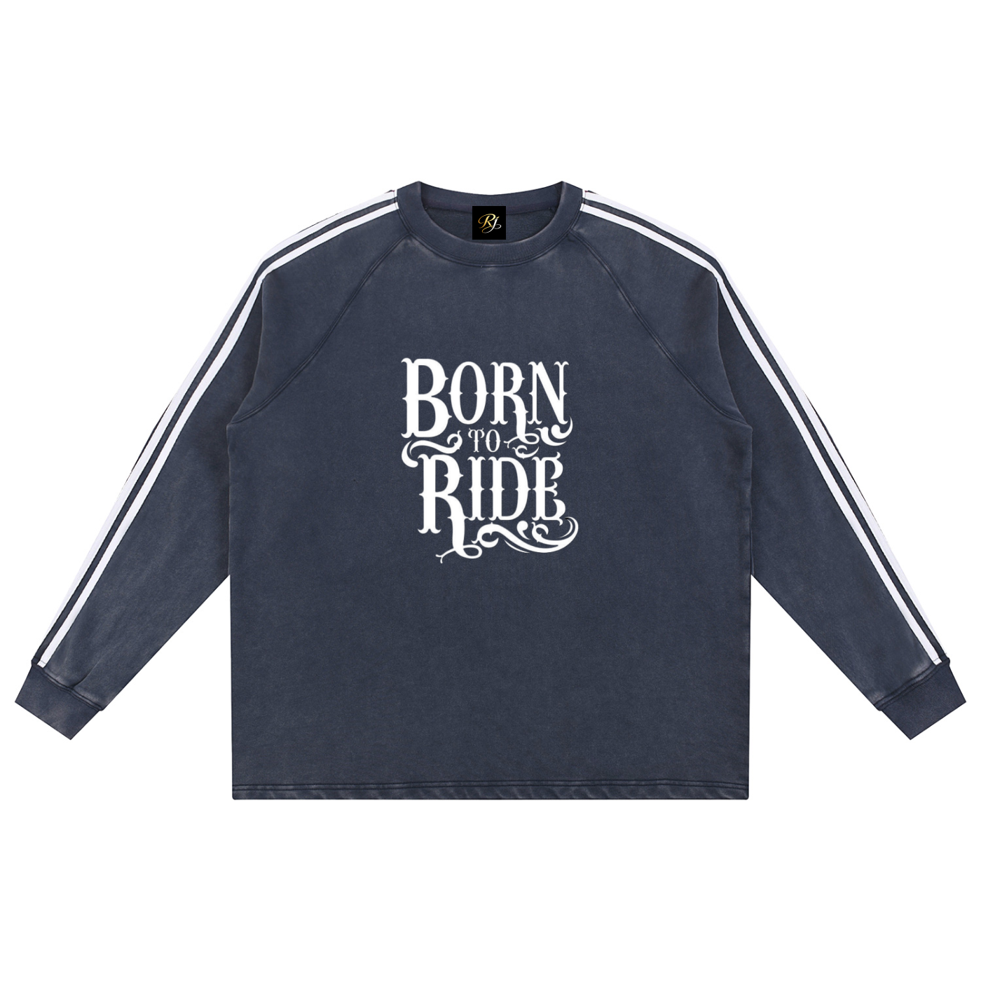 ride or die, Snow Washed Contrast Tape Sweatshirt