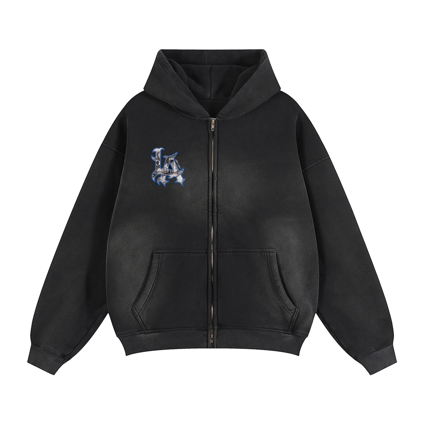 Sunfade Two-way Zipper Boxy Fleece Hoodie