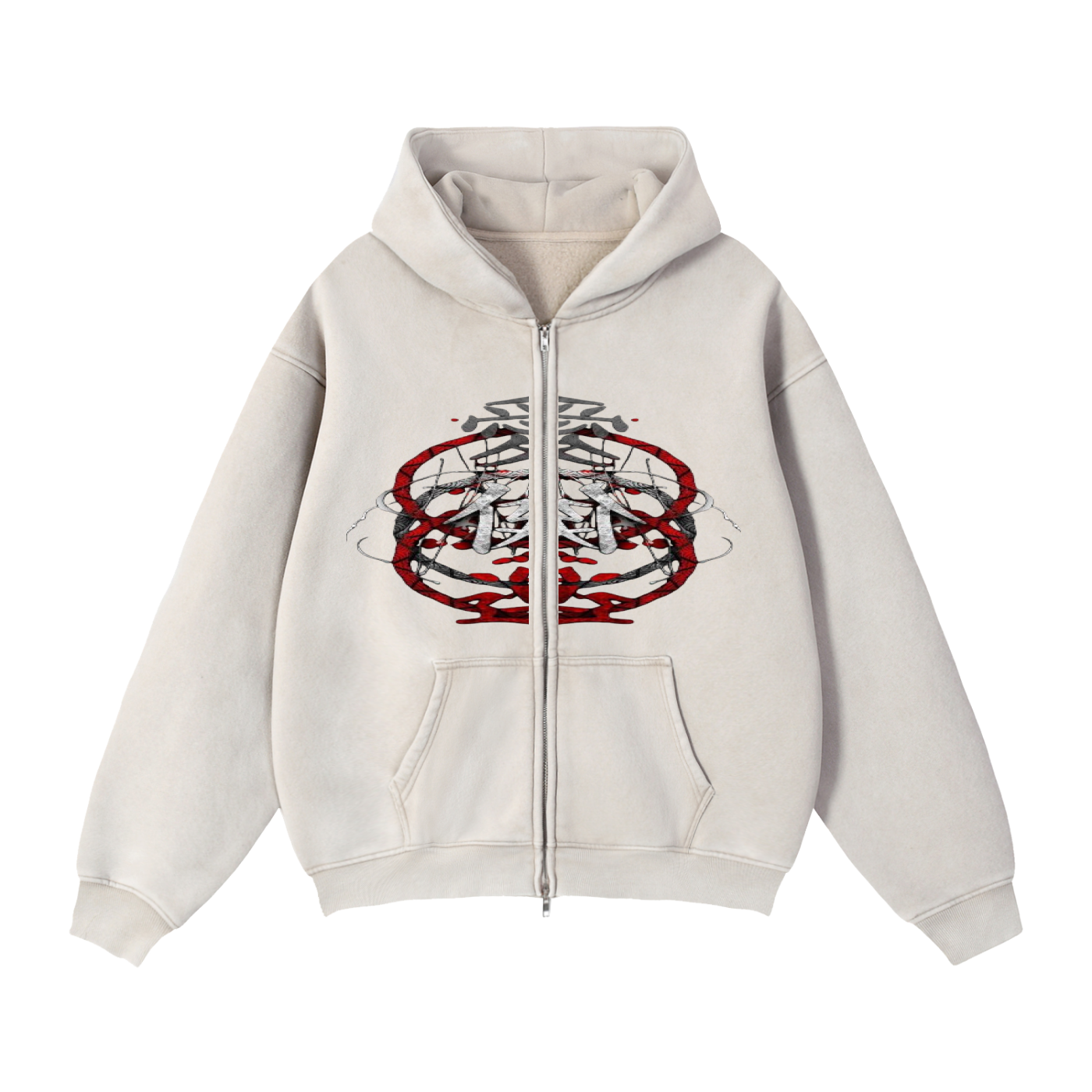 Zip-Through Boxy Fleece Hoodie