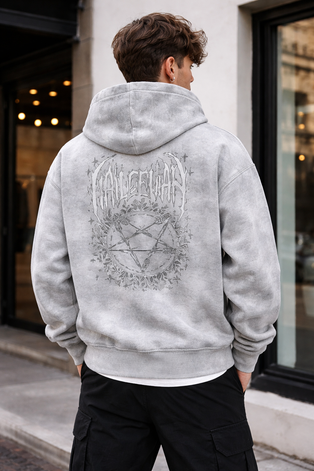 Dirty Washed Zip-Up Fleece Hoodie
