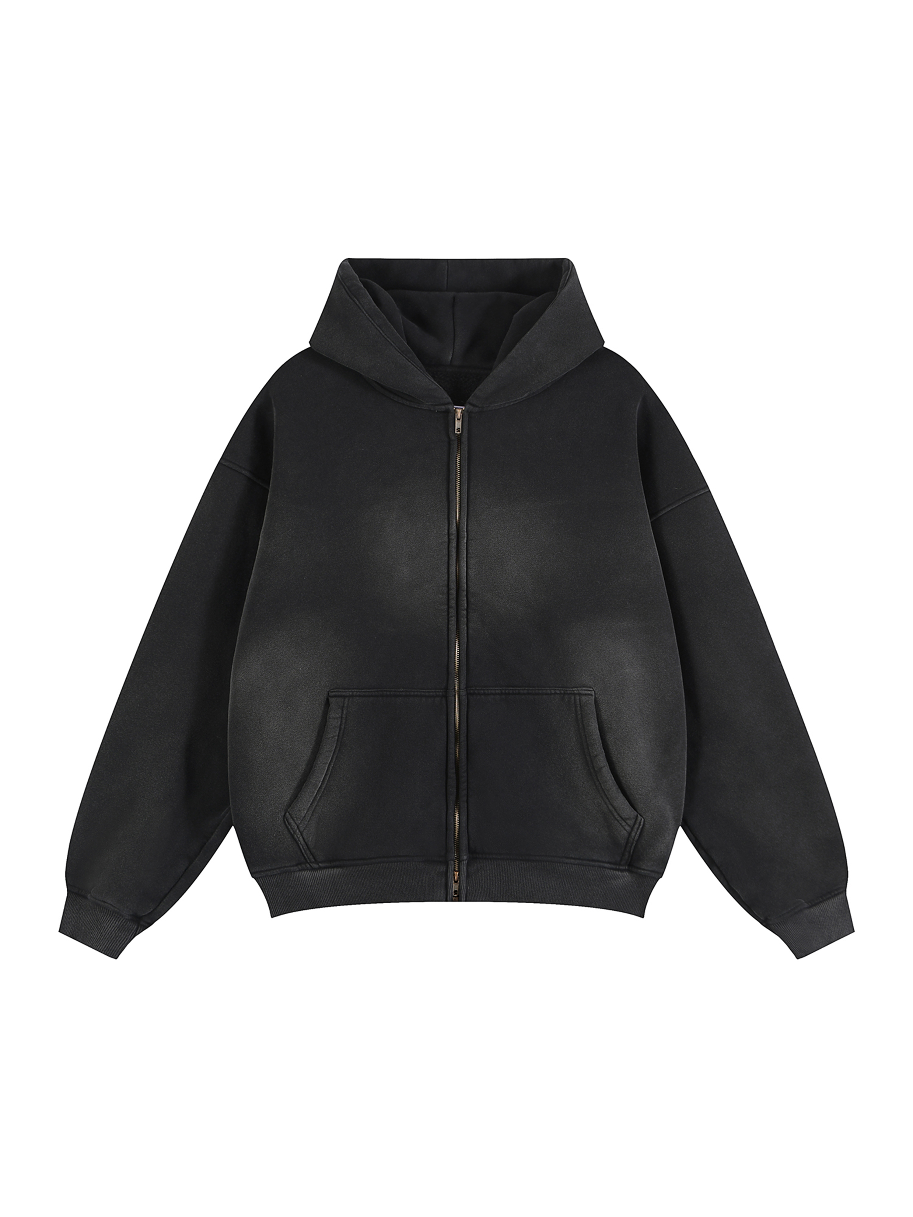Sunfade Two-way Zipper Boxy Fleece Hoodie